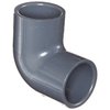 Spears 406-G Series PVC Pipe Fitting, 90 Degree Elbow, Schedule 40, Gray, 3/4" Socket