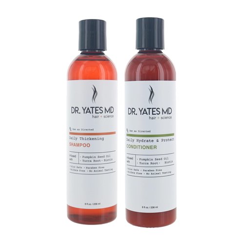 Dr. Yates MD - Daily Thickening Shampoo Bundle with Hydrate and Protect Conditioner with Pumpkin Seed Oil, Yucca Root, and Biotin