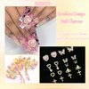 RODAKY 32PCS Butterfly Nail Charms 3D Gold Cross Nail Art Charms Dangle Heart Charms for Nails Heart Nail Gems Luxury Nail Jewelry Gold Nail Decoration Accessories for Women Manicure