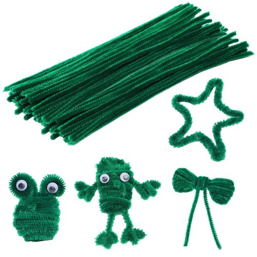 Veroave 60 Pieces Green Pipe Cleaners, Christmas Craft Pipe Cleaners,Pipe Cleaners Chenille Stem,Pipe Cleaners Bulk,Art Pipe Cleaners for Creative Home Decoration Supplies Arts and Crafts Project