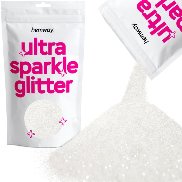 Hemway Premium Ultra Sparkle Glitter Multi Purpose Metallic Flake for Nail Art, Cosmetic Graded, Makeup, Festival, Party, Hair, Body and Eyes 100g / 3.5oz - White Iridescent