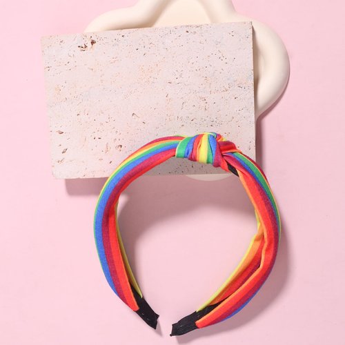 QDTK Rainbow Headbands For Women Girls Pride Day Wide Hair Band Colorful Stripes Stretchy Elastic Non Slip Knotted Hair Hoop Hair Accessories Gay Month Party Decoration Supplies