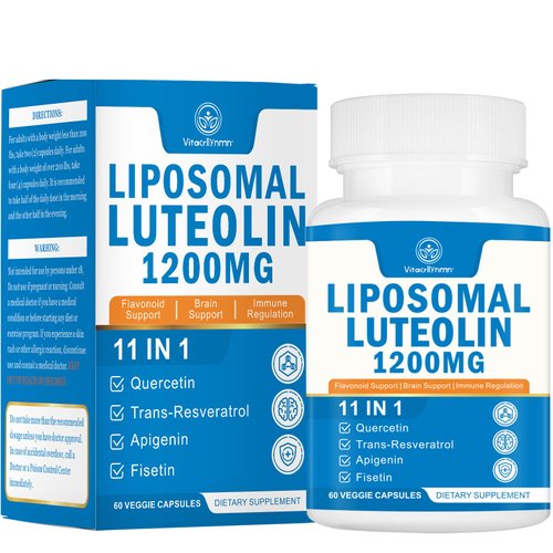 VITACRLLYNMN 1200MG Liposomal Luteolin Supplement - Maximum Absorption, Antioxidant Boost for The Brain 60 Capsules