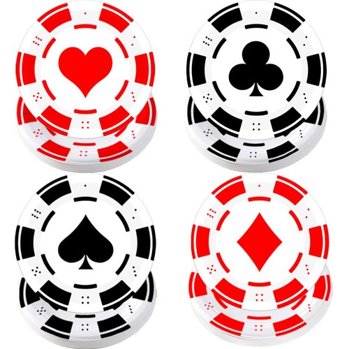 8HREST 48PCS Casino Party Paper Plates Las Vegas Theme Party Decorations 7" Casino Night Party Disposable Plates Poker Dessert Plates for Casino Night Theme Birthday Supplies Favors