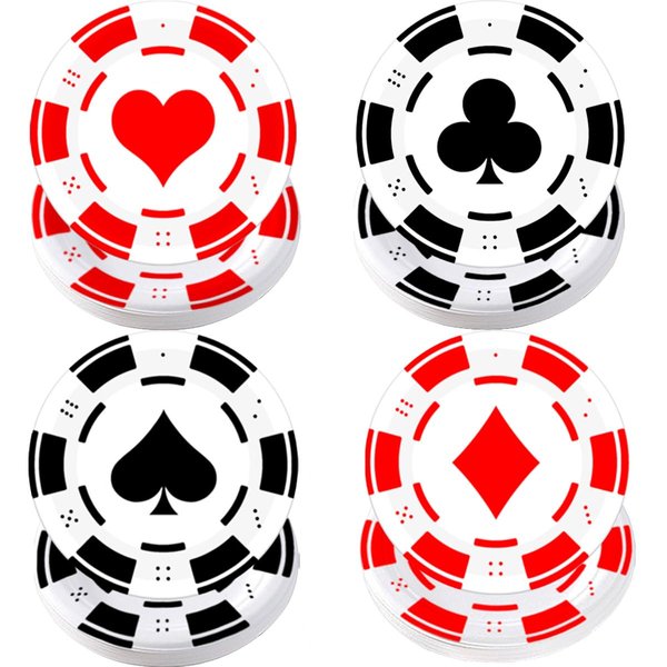 8HREST 48PCS Casino Party Paper Plates Las Vegas Theme Party Decorations 7" Casino Night Party Disposable Plates Poker Dessert Plates for Casino Night Theme Birthday Supplies Favors