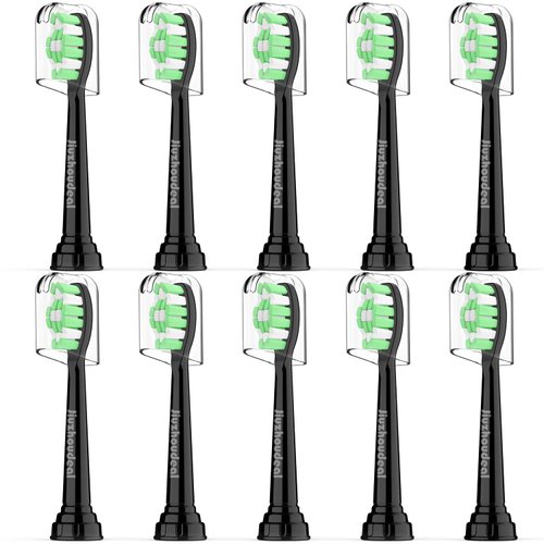 Jiuzhoudeal Toothbrush Replacement Heads for Philips Sonicare DiamondClean ProtectiveClean 4100 5100 6100 C2 G2 Electric Toothbrush Brush Heads Black, 10 Pack