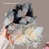 Rannyrena Elegant Lace Butterfly Flower Hair Clip with Beaded Tassel Dainty Floral Hair Claw for Women Butterfly Hair Piece for Wedding Bride (Black)
