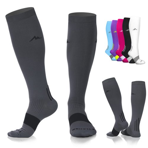 NEWZILL Medical Compression Socks for Women & Men Circulation 20-30 mmHg, Best for Running Athletic Hiking Travel Flight Nurses (Gray, XXL)