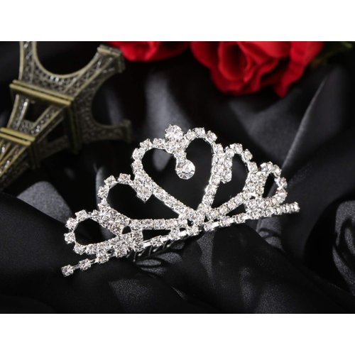 Lovelyshop Mini Heart Rhinestone Tiara for Wedding Bride Prom Birthday Pegeant Prinecess Party-6 Packs