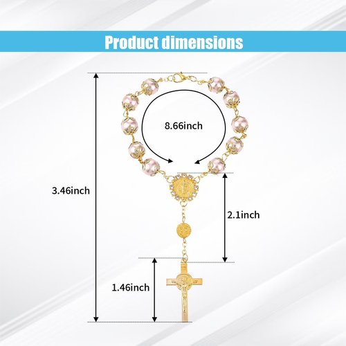 2PCS Car Rosary for Rearview Mirror, Car Rosary with Cross Blessing Rosary Pendant Car Rosary for Rearview Mirror, Personalized Car Hanging Accessories Interior Decors for Women Men