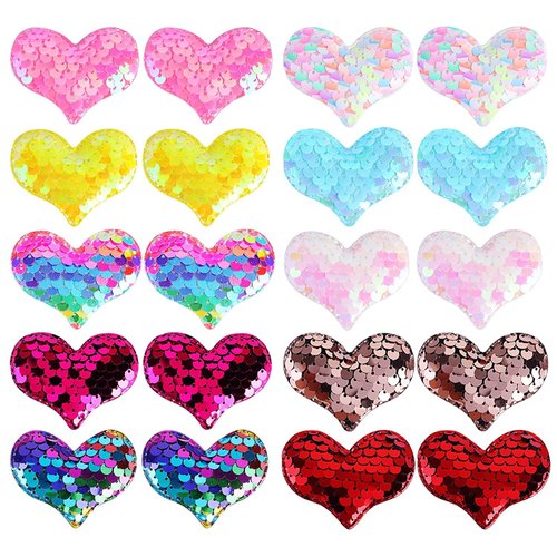 20pcs Heart Hair Clip for Girls Hair Accessories Pack Sparkle Glitter Sequins Toddler Clips Birthday Valentines Mother's Day Gift
