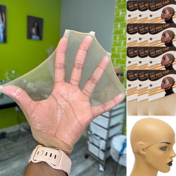 BEEOS SKINLIKE Real HD Wig Cap for Women, 24 Pieces Ultra-thin Invisible Brown Sheer Caps for Lace Front Wig Stretchy Stocking Wig Caps Wholesale