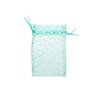 100-Pack 2x2.5 in Sheer Organza Gift Bags with Drawstring (X-Small) - Metallic Stars (Teal/White) - for Wedding Party Favors, Jewelry, Candy, Treats Mesh Pouch by The Display Guys