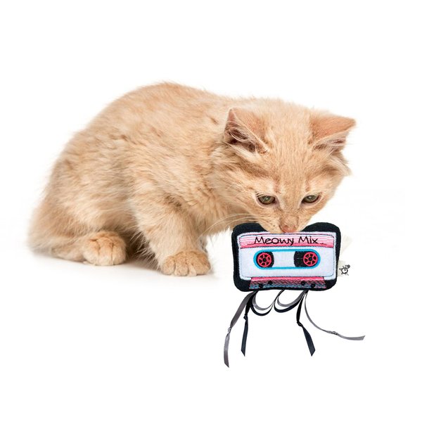 CROCHET KITTY Meowsical Catnip Cassette Tape Cat Toy – Interactive Catnip-Filled Plush for Indoor Cats – Nostalgic Play & Chew Toy – Made in USA
