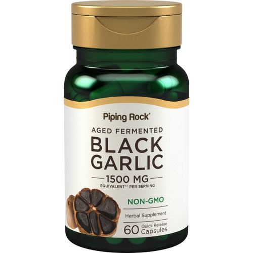 Piping Rock Black Garlic Supplement 1500mg | 60 Capsules | Aged and Fermented | Non-GMO, Gluten Free