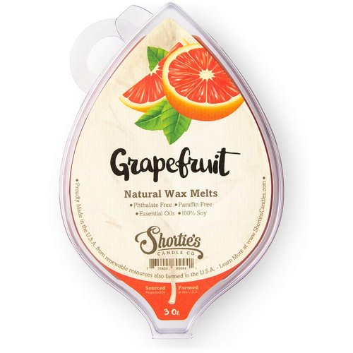 Shortie's Candle Company Grapefruit Natural Soy Wax Melts - 1 Highly Scented 3 Oz. Bar - Made with 100% Soy and Essential Fragrance Oils - Phthalate & Paraffin Free, Vegan, Non-Toxic