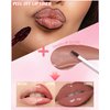 Brown Peel Off Lip Liner Stain & Red Lip Oil Set, Waterproof Long Lasting Tattoo Peel & Reveal Lip Stain Tint, Hydrating Non-Sticky Tinted Lip Gloss Oil, Plumping Glossy Lip Combo Makeup for Women-D