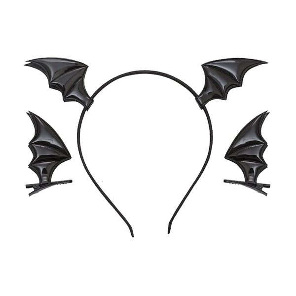 Kefley Bat Hair Clips and Headband for Women and Girls - Devil Bat Ears Barrettes, Black Clips for Halloween Cosplay and Accessories