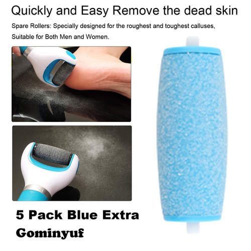 5 Pack Blue Extra Coarse Replacement Refill Roller Compatible with Amope Pedi Refills Electronic Foot File