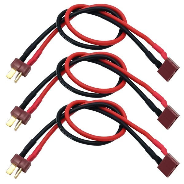 3PCS T Plug Extension Cable T Plug Male Connector to T Plug Female Connector Wire Adapter for RC Battery DIY Spare Part Remote Control Toy Parts