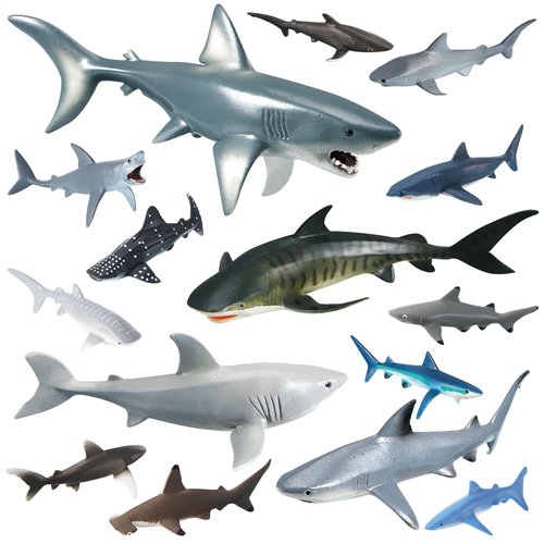 15 Pcs Shark Toys Plastic Assorted Ocean Animal Shark Figurine Realistic Shark Bath Toys Sea Creature Toys Shark Figures Marine Animal Figurines for Kids Birthday Party Favor Cake Topper Cognitive Toy
