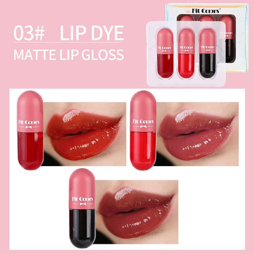 3 Color Glass Lip Oil Hydrating Tinted Plump Lip Gloss, Fresh Texture & Non-sticky, Nourishing Repairing Lightening Lip Lines Lip Care- 03