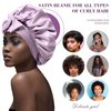 Satin Hair Bonnet Wide Band - Silk Like Sleeping Bonnets for Curly Hair Hair Wrap for Night Cap with Tie Band Breathable Satin Bonnet for Women and Girls(Purple)