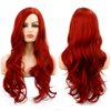 Baruisi Long Curly Wavy Red Wigs for Women Side Part Natural Looking Cosplay Synthetic Fiber Wig Heat Resistant Replacement Wig