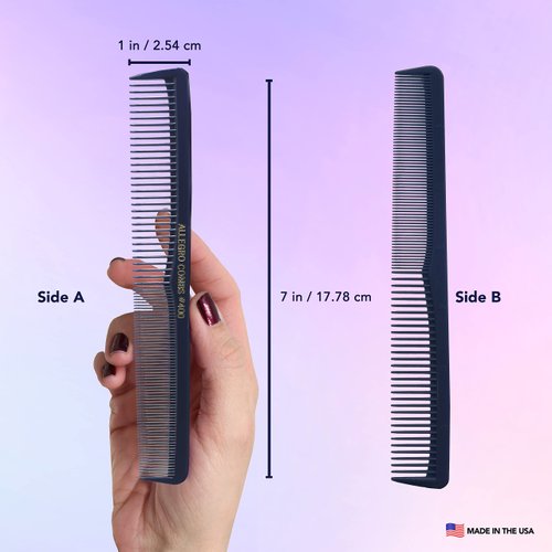 Allegro Combs 400 Barber Comb Hair Cutting Combs Pocket Combs Combs for Hair Stylist Comb Set Styling Comb 6 Pcs. (Dark Blue)