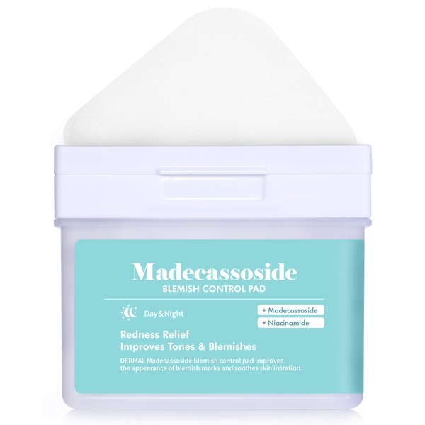 DERMAL Madecassoside Blemish Control Pad - Korean Toner Pad for Blemish & Tone Improvement with Centella Asiatica - Vegan Gauze Tencel Square Pads - High Capacity, 120 Sheets