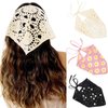 Acenail Crochet Hair Bandanas Women Floral Hair Scarf Tie Back Bandana Headband Knitted Head Kerchief Headbands Elastic Wide Knit Head Wraps Summer Boho Hair Accessories for Women Girls 3Pcs (Floral)