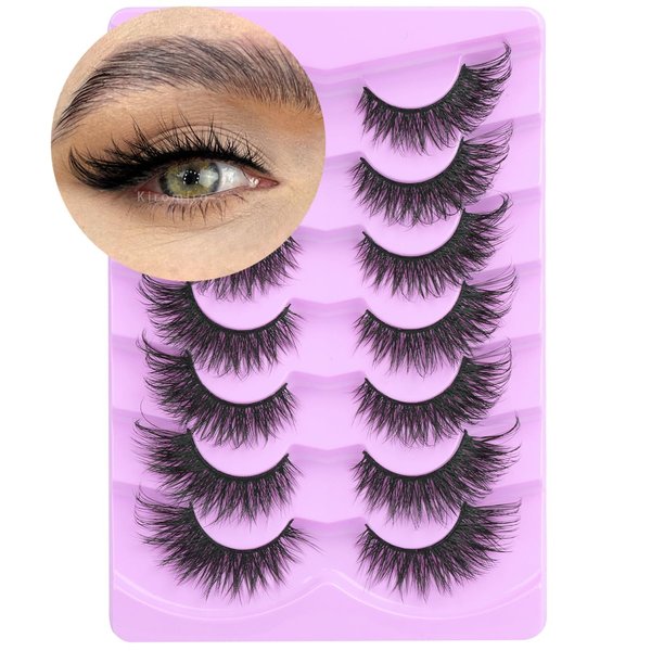 Mink Lashes Fluffy Fox Eye Lashes Wispy Faux Mink Eyelashes 3D Volume Cat Eye Eyelashes Faux Mink Eyelashes Strip Eyelashes Pack