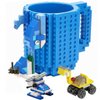 Tmango Build-on Brick Mug with 3 Pack of Character Blocks, DIY Building Blocks Coffee Mug, Puzzle Cup for Creative Kids, Men or Women Xmas Birthday Gift (Blue)