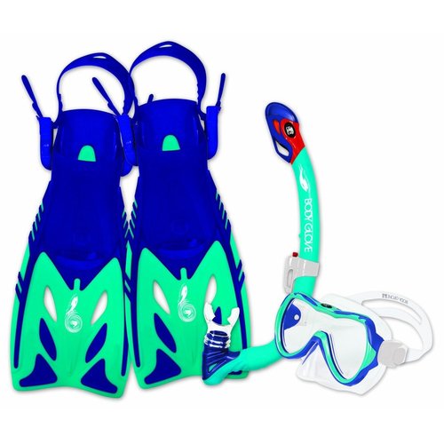 Body Glove Youth JMC Lucent Mask/Snorkel & Fin Set, Blue, Small/Medium