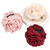 Maluanlrye 2PCS Flower Women's Hair Claws Clip,Fashion Headwear Elegant Lady Fabric Rose Flower Hair Claw Hairpin Women Girls Accessories (Beige&Pink)