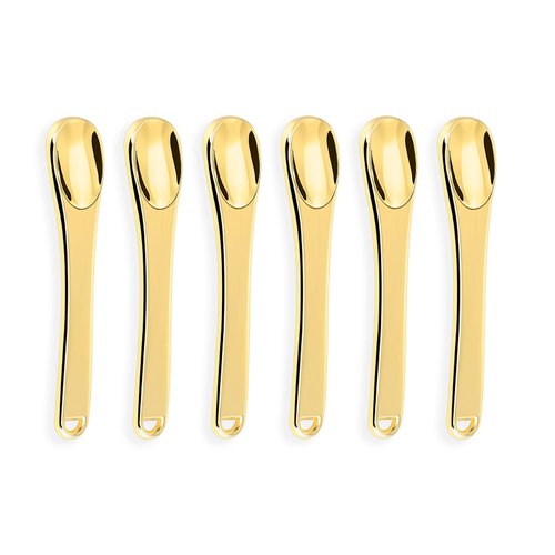 KOIBITO 6 Pack Metal Makeup Spatula, Mini Skin Care Product Aplicator, Metal Spoon, Beauty Scoop for Facial Cosmetic(Gold)