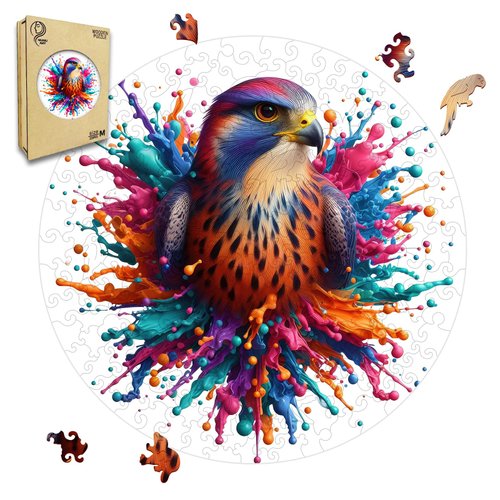 NIUNIUAMY Wooden Puzzle, Falcon Pattern Art Painting, Adult Wooden Puzzle, Animal Pattern Wood Carving Puzzle Designed for Family and Friends, 11 * 11 inches, 200 Pieces (Medium)