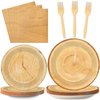 Wiooffen 96 PCS Brown Paper Tableware Set - Rustic Wood Tree Party Supplies for 24 Guests, Includes Plates, Forks, Napkins for Camping, Hunting Theme