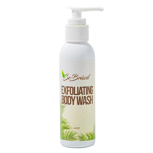Se-Brázil Exfoliating Body Wash & Exfoliating Glove, Salicylic Acid & Lactic Acid with Vitamin E to Gently Exfoliate and Hydrate Skin, 4 oz