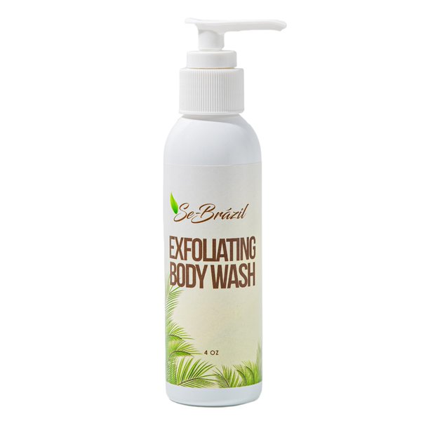 Se-Brázil Exfoliating Body Wash & Exfoliating Glove, Salicylic Acid & Lactic Acid with Vitamin E to Gently Exfoliate and Hydrate Skin, 4 oz