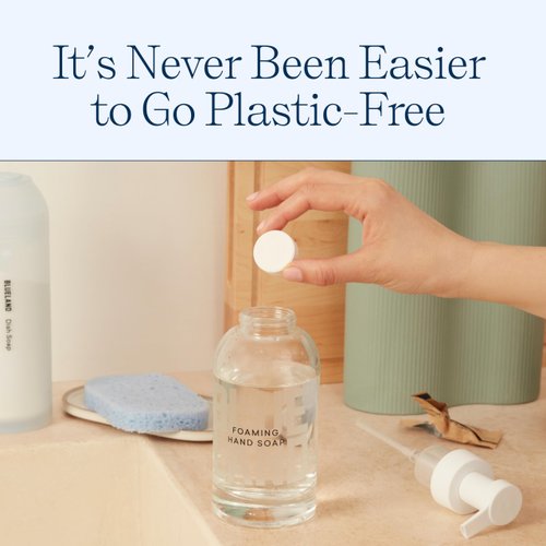 BLUELAND Hand Soap Starter Set - 1 Refillable Glass Foaming Hand Soap Container + 4 Tablets Refills, Variety Scents, Eco-Friendly Products & Cleaning Supplies,4 x 9 Fl oz Bottles (36 Fl oz Total)