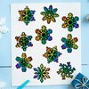 Whaline 120Pcs Christmas Snowflake Scratch Paper Art Rainbow DIY Scratch Art Set Magic Scratch Paper Off Cards with 120Pcs Ribbons and 60Pcs Wooden Styluses for Winter Crafts Ornaments Party Games