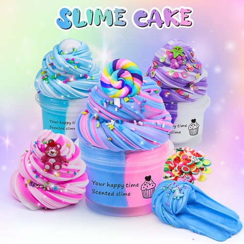 Elover Dual Color Ice Cream Soft Slime Making Kit Stretchy and Non-Sticky,Butter Slime Stress Relief Toy for Kids Partys,Girls & Boys Kids 6 7 8 9 10 11 12（13 Pack ）