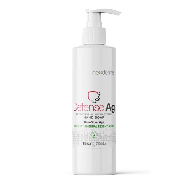 NEXDERMA Defense Ag Hand Soap with Goodness of Silver, Oat Extracts, Vitamin E, Coconut Oil & Herbal Essential Oil | Paraben free Moisturizing Everyday Hand Soap - 16 Ounce (473ml)