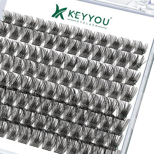 Lash Clusters,96 Pcs Cluster Lashes D Curl 10-18MIX DIY Lash Extensions Eyelash Clusters,KEYYOU Volume Wispy Individual Lashes Soft&Comfortable Easy DIY at Home(Y13,D-10-18MIX)