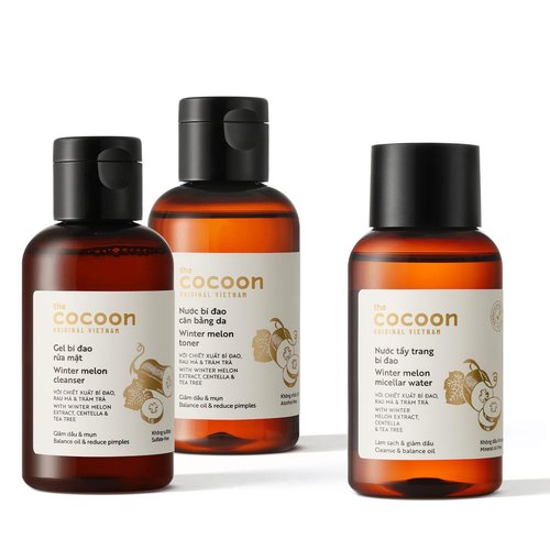 COCOONORIGINAL Winter Melon Cleansing Set (SAVE 15%): 1x Micellar Water 4.73 fl oz, 1x Cleanser 4.73 fl oz, 1x Toner 4.73 fl oz