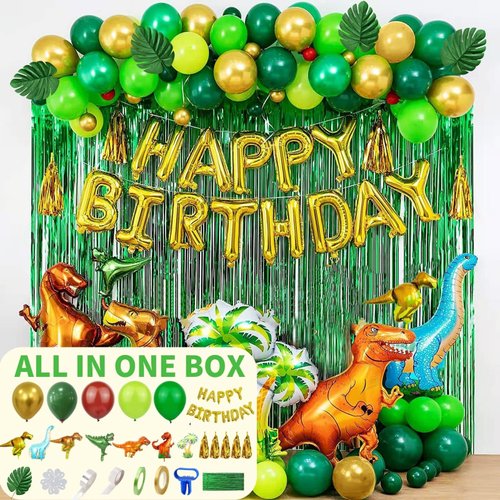 Dinosaur Birthday Decorations, Dinosaur Balloons Dino Balloons for Birthday Party, Dinosaur Party Decorations, Happy Birthday Green Orange Blue Dinosaur Birthday Party Supplies for Kids Boys