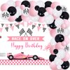Pink Racing Car Birthday Party Decorations for Girls with Race on Over Happy Birthday Backdrop, Pink Balloon Garland Kit for Kids Birthday Party Supplies, Race Car Fast One Two Fast Party Supplies