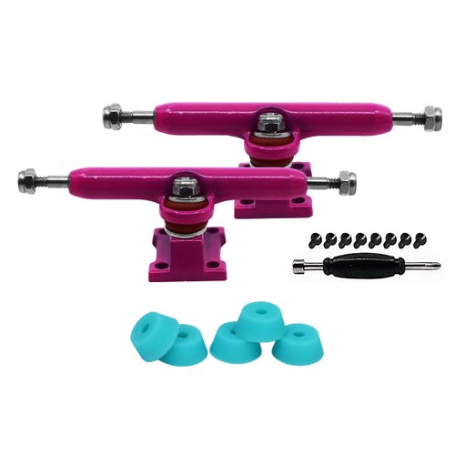 34mm Prodigy Gen2 Pro Fingerboard Trucks - Pro Style Base and Hanger with Custom Pivot Tuning and Pro Duro Bubble Bushings - Pink Colorway