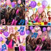 Palksky 131PCS Music Decorations Balloons Garland Arch Kit, Pink Purple Latex Balloons Aluminum Foil Balloons, Music Party Decorations for Bachelorette/Disco Party/Popular Singe Birthday
